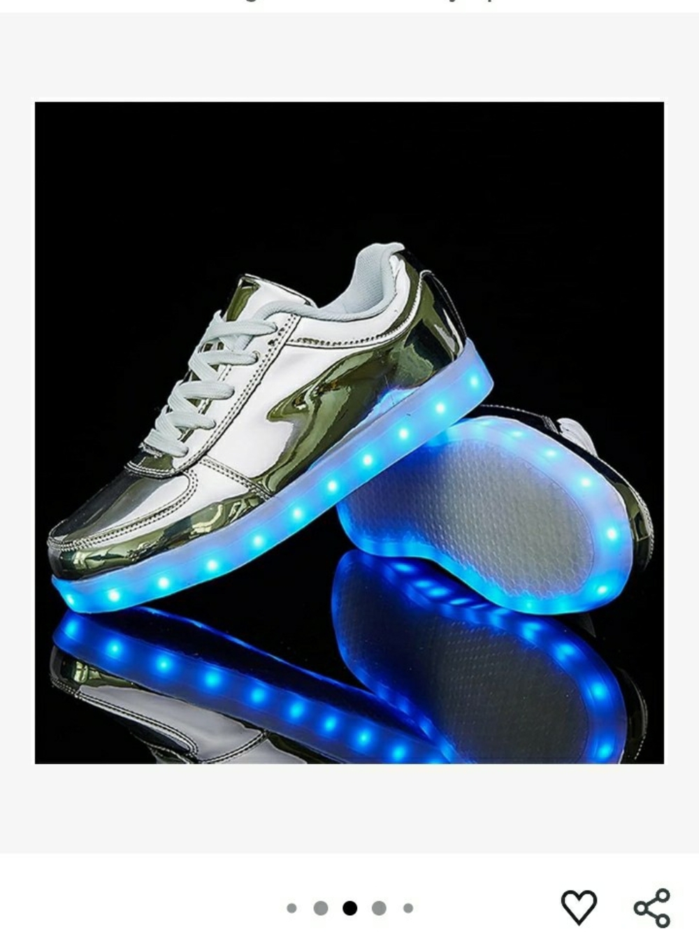 Reflective Silver LED Light-Up Sneakers  Sole Lights. Changes Colors And Pattern